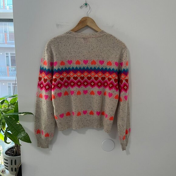 Brodie Cashmere Cream Sweater with Pink and Blue Accents - Picture 6 of 6
